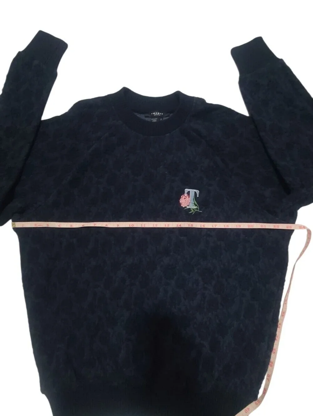 Twenty Montreal 3D Textured Floral Knit Pullover Sweater Blue S Small